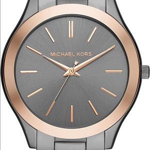 Michael Kors Men's Slim Runway Stainless Steel Quartz Watch, Gunmetal/Rose Gold